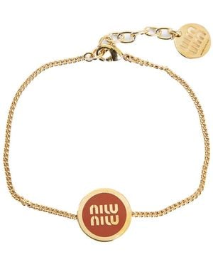 Miu Miu Enamelled Logo Bracelet - Metallic
