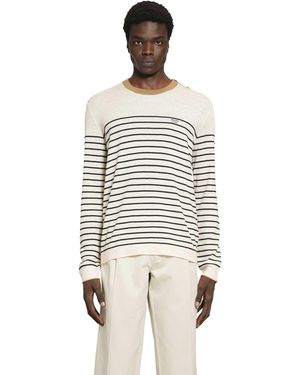 Prada Striped Linen And Cotton Jumper - White
