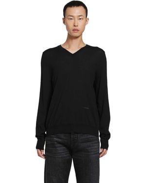 Fendi Wool V-Neck Jumper - Black
