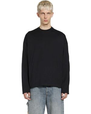 Jil Sander Cotton Crewneck Long Sleeve T-Shirt - Black
