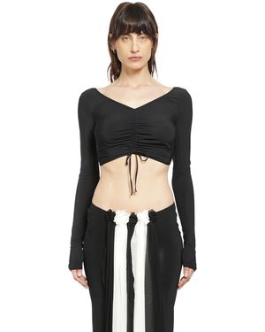 Nensi Dojaka Ruched Ballet Long Sleeve Top - Black