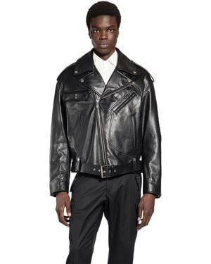 McQueen Leather Biker Jacket - Black