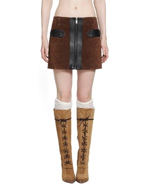 Marni Suede And Leather Mini Skirt - Brown