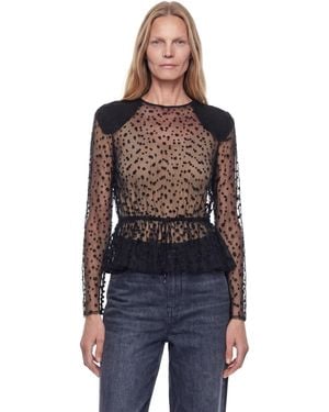 Chloé Dot Print Tulle Top - Black