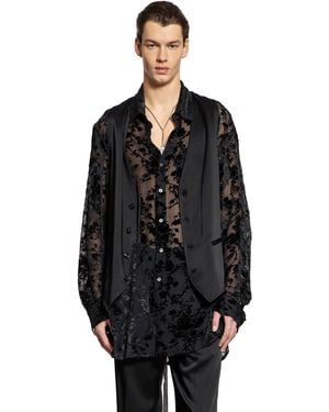 Ann Demeulemeester Jukko Classic Waistcoat In Cady Satin - Black