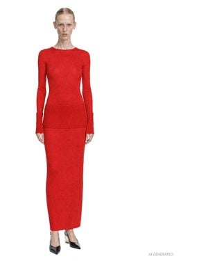 Alaïa Merino Bodycon Dress - Red