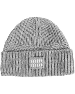 Miu Miu Wool Cashmere Beanie - Grey