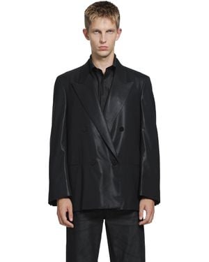 Gucci Chintzed Wool Double-Breasted Blazer - Black