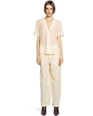 Saint Laurent Cotton Blend Long Jumpsuit Set - Natural