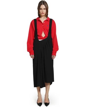 Prada Satin Sablé Dress With Suspenders - Red