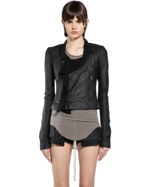 Rick Owens Scarf Biker Jacket - Black