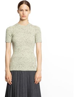 Prada Wool Linen Short Sleeve Jumper - Green
