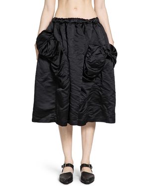 Cdg/cdg Ruffled Satin Midi Skirt - Black