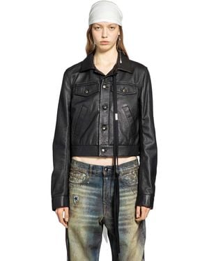 Ann Demeulemeester Ilmi Satin Structured Leather Jacket - Black