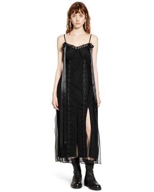 Simone Rocha Layered Ribbon Daisy Chain Multi Slit Dress - Black
