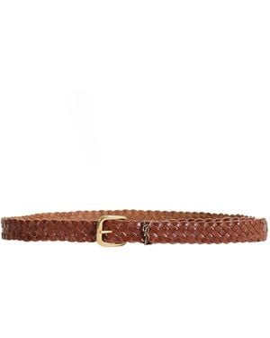 Saint Laurent Cassandre Rectangular Buckle Belt - Brown