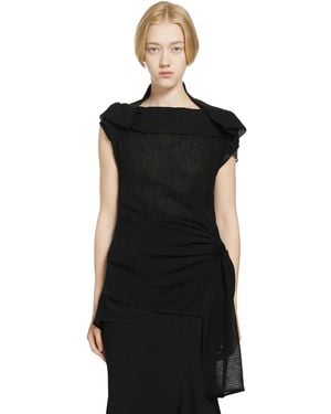 Yehuafan Sleeveless Cowl Neck Top - Black