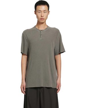 James Perse Slub Jersey Short Sleeve Henley T-Shirt - Grey