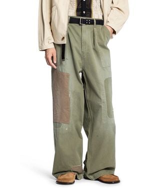 Kapital Herringbone Fatigue baggy Pants - Green