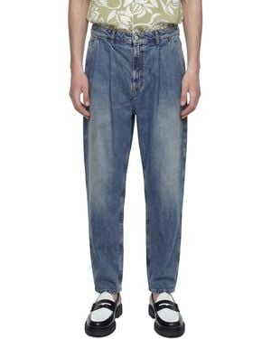 Hed Mayner Pleated Denim Trousers - Blue