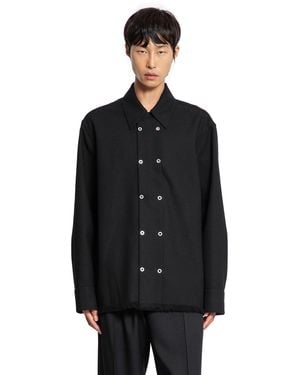 Jil Sander Camicia Di Lana Con Occhielli - Black