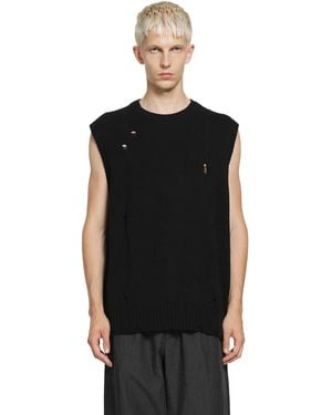 Undercover Distressed Knitted Vest - Black