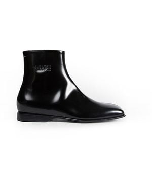 MM6 by Maison Margiela Leather Ankle Boots - Black
