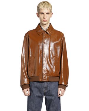 Fendi Lacquered Leather Jacket - Brown