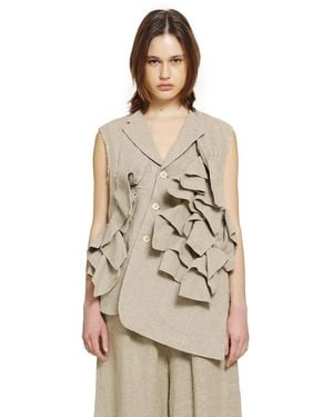 Comme des Garçons Ruffled Linen Vest - Natural