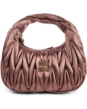 Miu Miu Wander Matelassé Satin Mini Bag - Brown