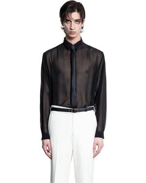 Lardini Silk Chiffon Long Sleeve Shirt - Black