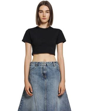 The Attico Contour Bust Cropped T-Shirt - Black