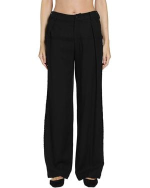 Yehuafan Wool Wide-Leg Trousers - Black