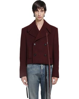 Ann Demeulemeester Dalmar Double-Breasted Wool Caban - Red