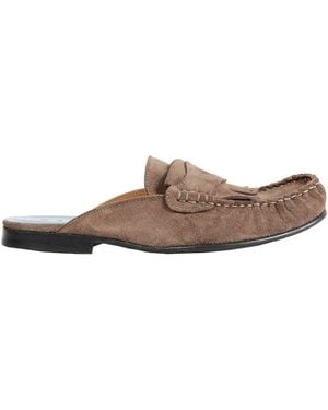 Marni Suede Mule Loafers - Brown