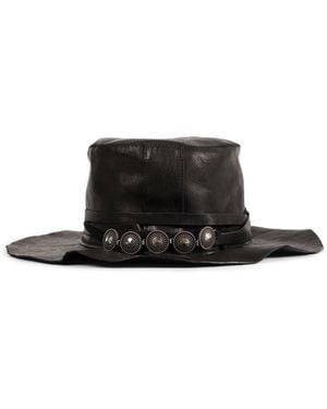 Ann Demeulemeester Aril Small Leather Hat With Studs - Black