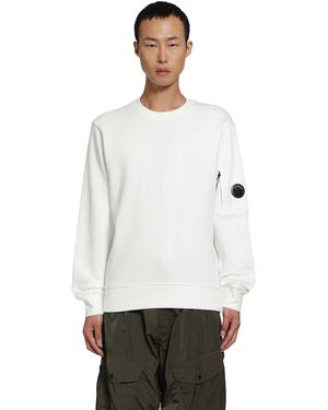 C.P. Company Diagonal Raised Fleece Lens Sweatshirt - White