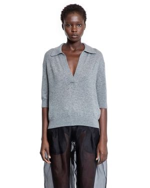 KHAITE Shrunken Jo Knit Polo - Blue