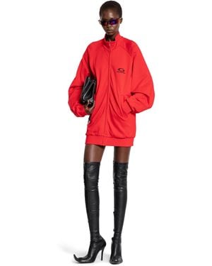 Balenciaga Open Back Tracksuit Dress - Red