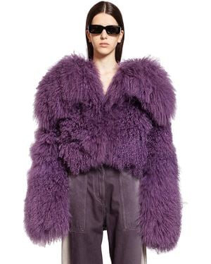 The Attico Short Mongolian Fur Coat - Purple