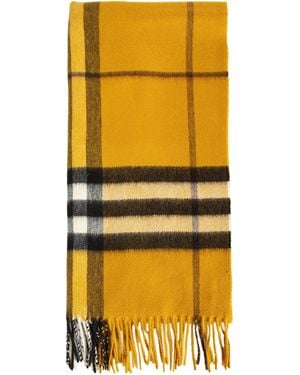 Burberry Check Cashmere Scarf - Yellow
