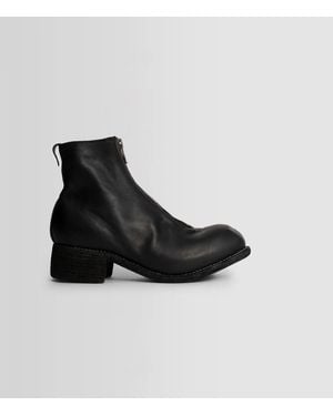 Guidi Front Zip Leather Ankle Boots - Black