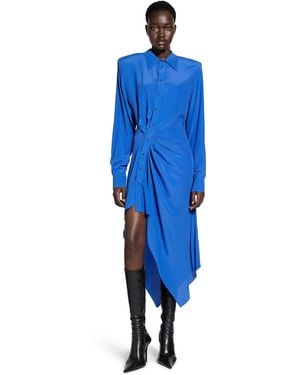Mugler Asymmetric Shirt Dress - Blue