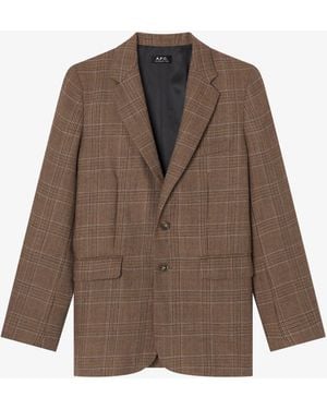 A.P.C. A. P.C. Check Wool Jacket - Brown