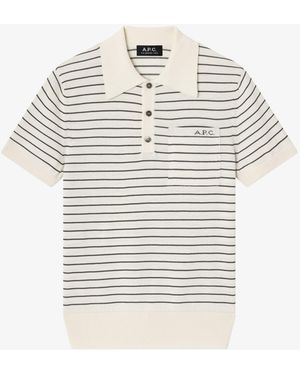 A.P.C. A. P.C. Fitted Striped Polo Alj - White