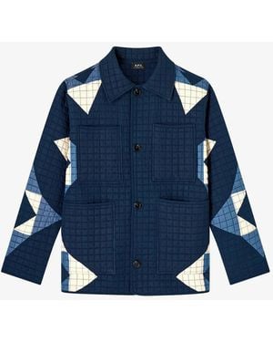A.P.C. A. P.c. Men's Quilted Jacket Size: Small In Dark Indigo - Blue