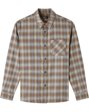 A.P.C. A. P.c. Trek Overshirt M Brown - Gray