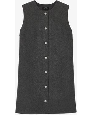 A.P.C. A. P.c. Pinafore Dress 40 Charcoal Gray - Black
