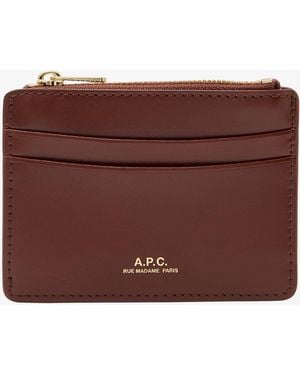 A.P.C. A. P.c. Women's Paris Cardholder One Size In Red Wine - Brown