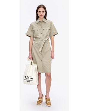 A.P.C. A. P.c. Women's Evy Dress Size: 34 In Sage Green - White